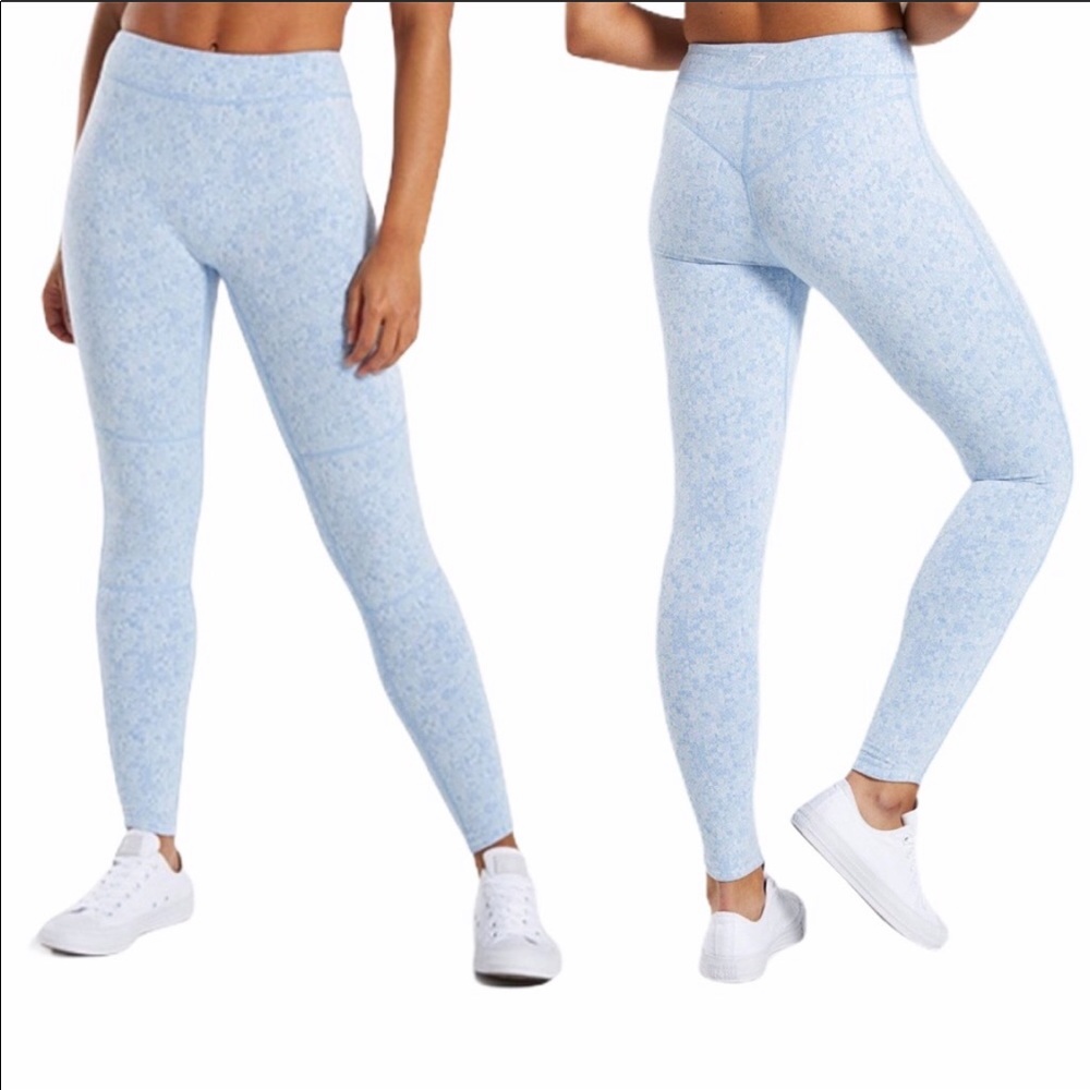Gymshark Blue Fleur Texture Leggings Small